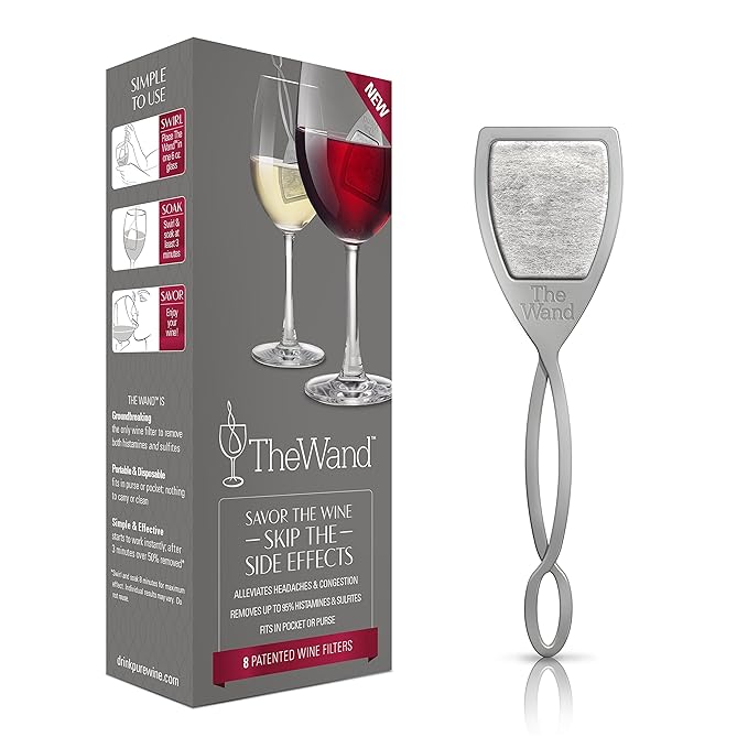 The Wand, Weinfilter, der Histamine, Sulfite und Konservierungsstoffe entfernt; genießen Sie den Wein, ersparen Sie sich die 