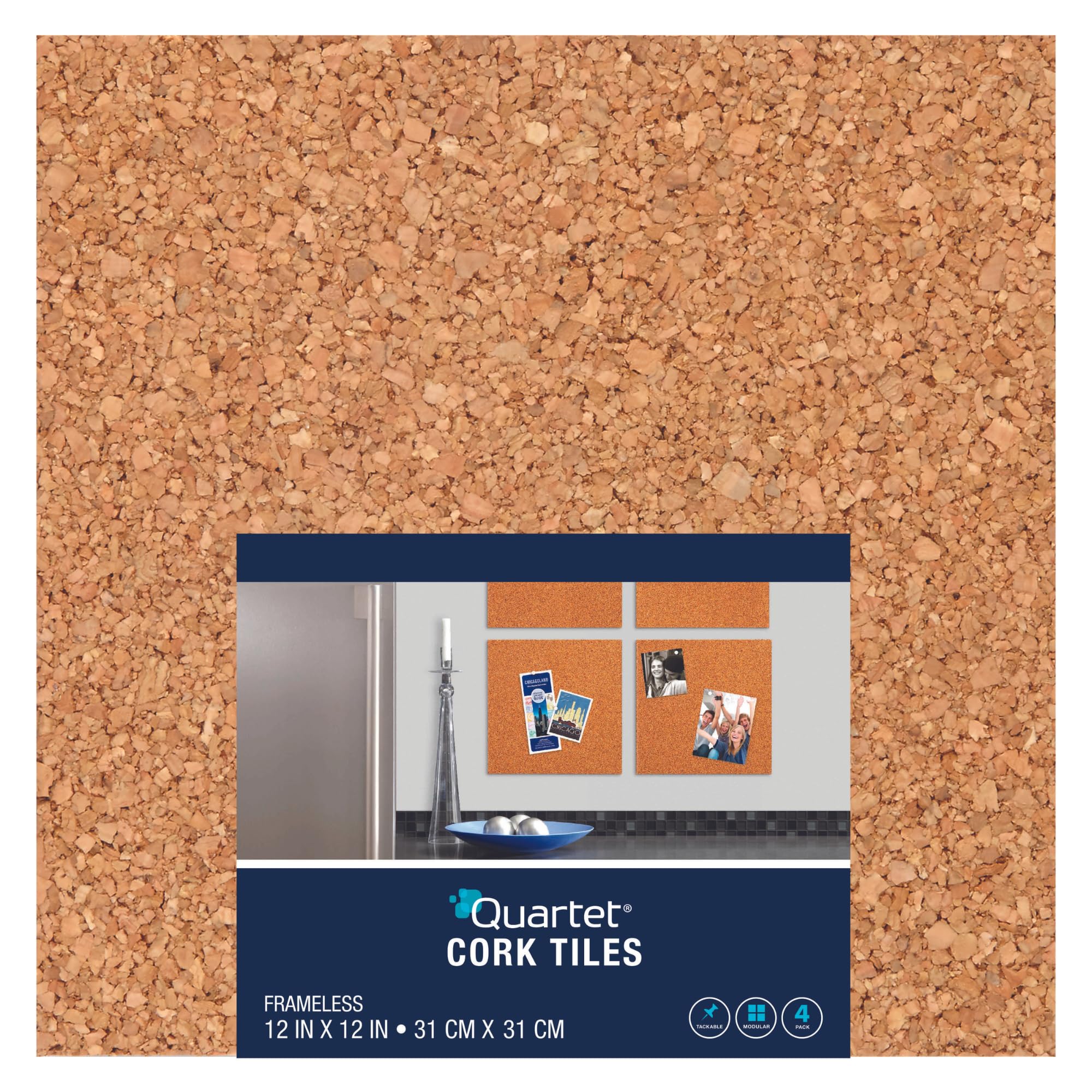 Quartet Natural Cork Tiles: 12 in. x 12 in. (Cork) / 4-Pack