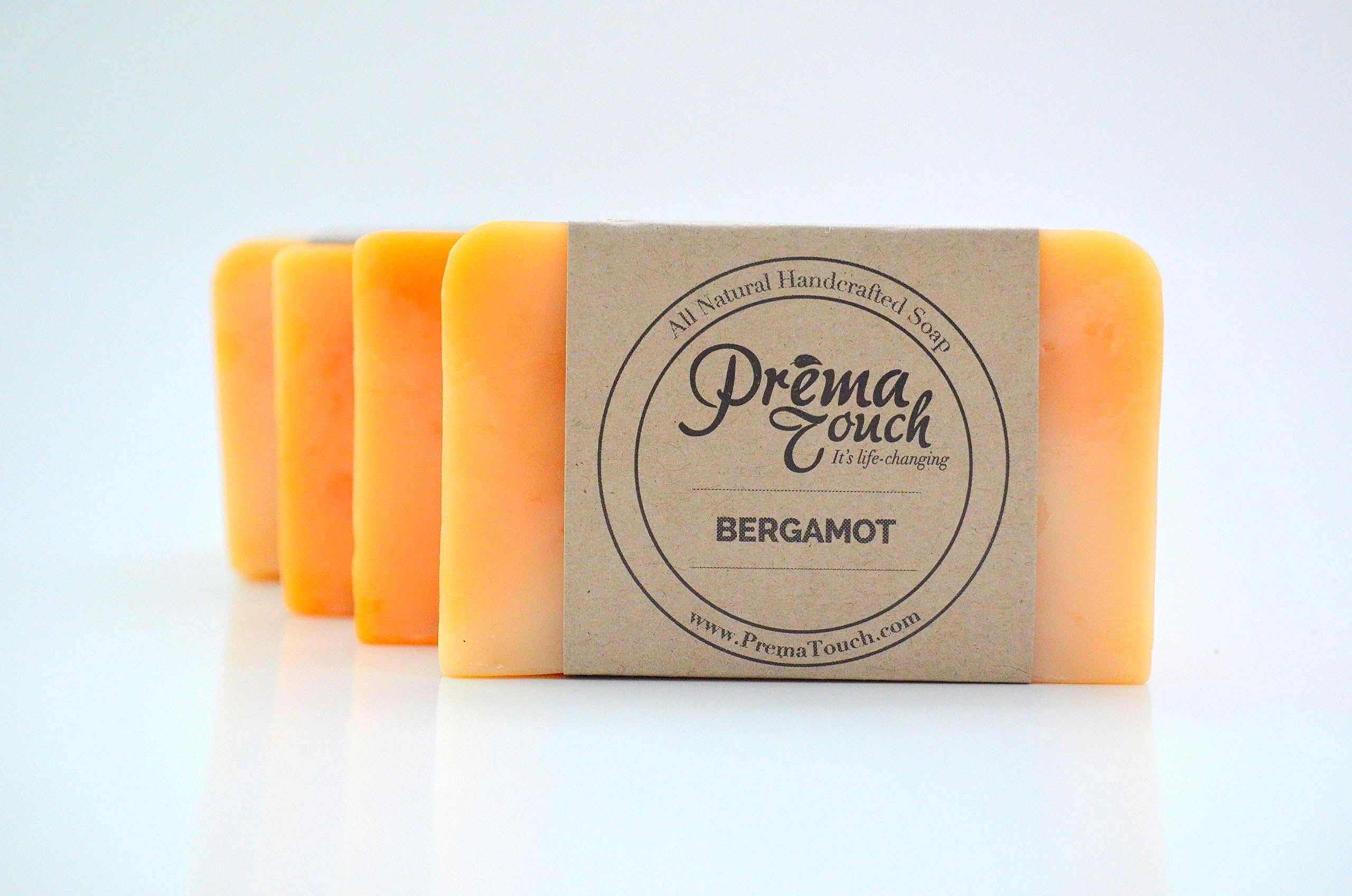 COCONUT OIL Soap Bars with BERGAMOT - Life Changing, All Natural, Handmade Soap. Free of SLS, Parabens and Harmful Chemicals. (Bergamot 4 Pack)