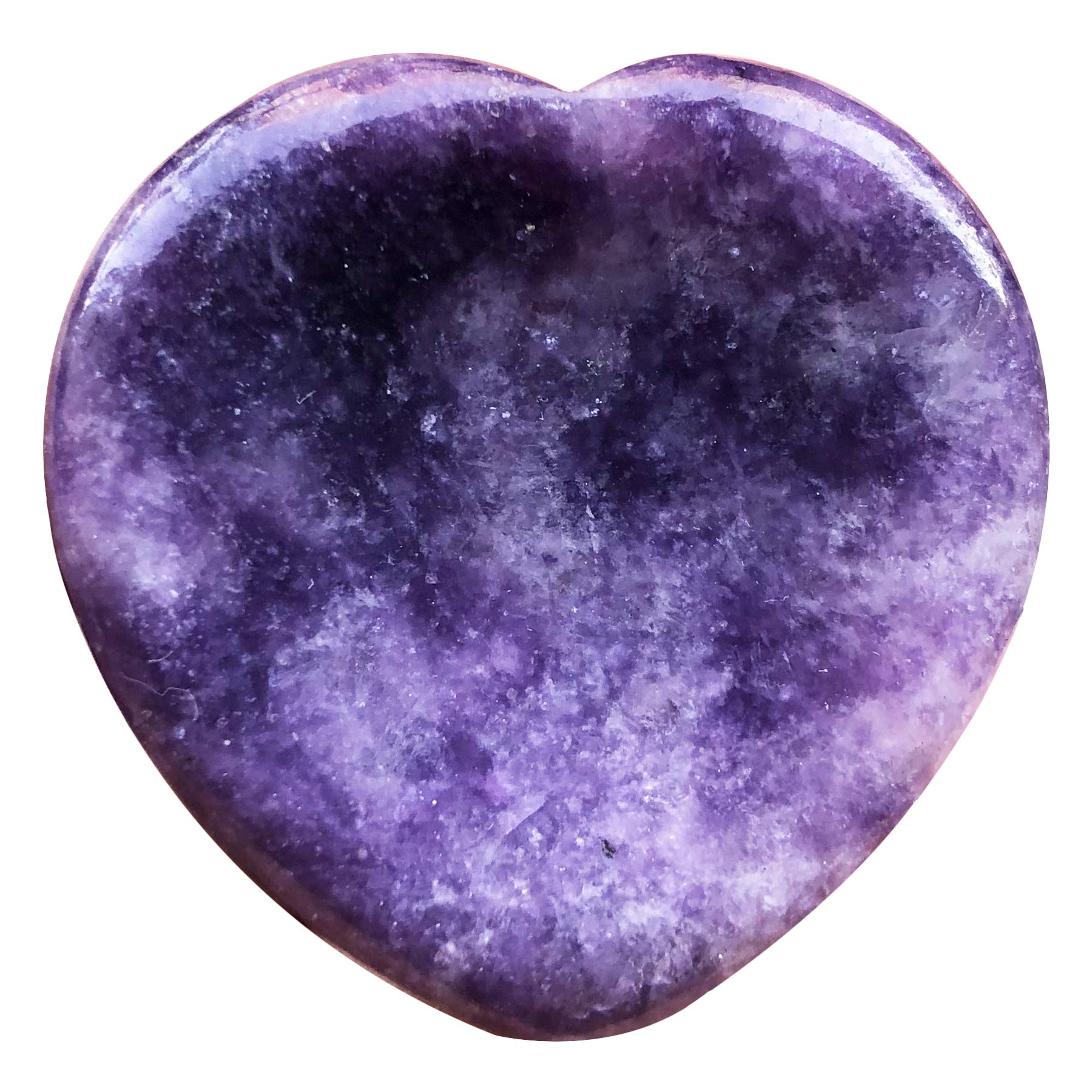 Fekuar Natural Purple Strengite Thumb Worry Stone, Hand Carved Healing Crystal Heart Shaped Stone for Anxiety Stress Relief Meditation 1.5"