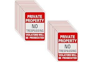ZEUMZWF 20Pack Private Property No Trespassing Signs,10x7 Inch Rustproof UV Ink Aluminum Sign,Weatherproof/Durable Warning Signs for Home, Garden, Patio, Commercial