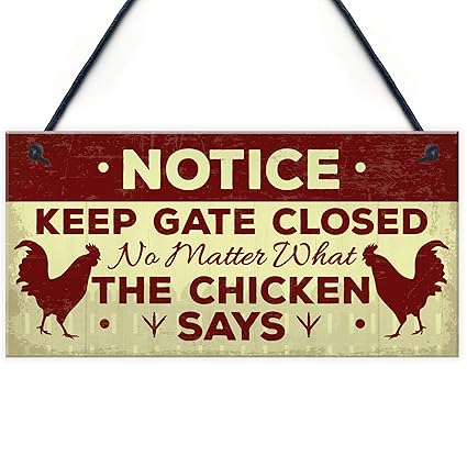 Red Ocean Chicken Gifts Hanging Warning Sign For Gate Garden Funny Chicken Coop Hen House Sign Novelty Gifts For Chicken Lover