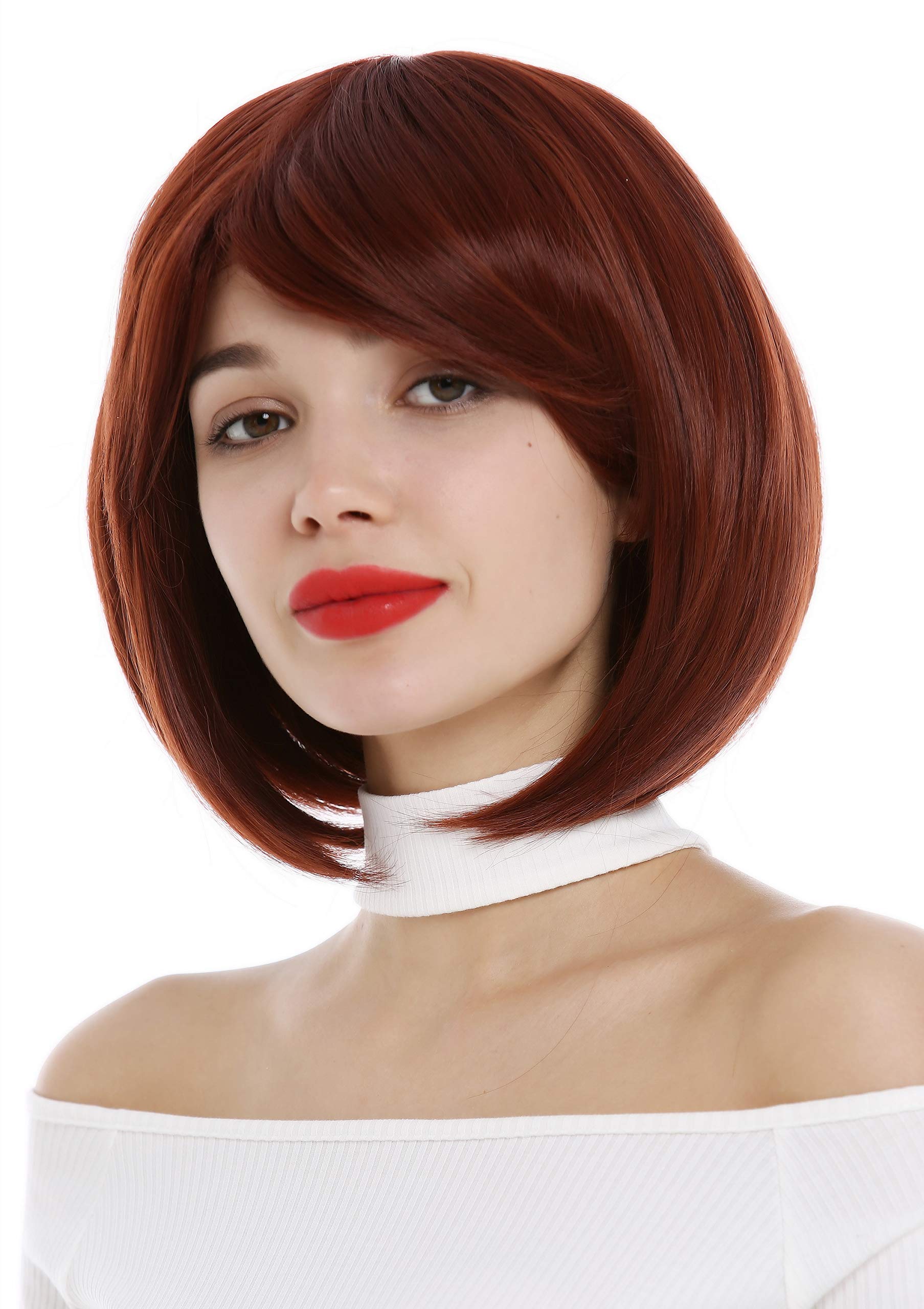 WIG ME UP - 1215-35 Lady Wig short frayed Bob style parting auburn reddish brown hue