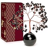 Black Obsidian Crystal Tree of Life Birthday Gifts for Women, Handmade Home Decor, Office, Room Decoration, Reiki Healing Crystal Chakra Tree for Money, Positivity, Good Luck Gifts for Her, Mom & Dad