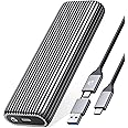ORICO M.2 NVMe SSD Enclosure Aluminum Tool-Free Adapter, 10Gbps USB3.2 USB-C M2 Reader for M.2 PCIe NVMe M-Key 2230/2242/2260/2280 SSD, Thunderbolt 3 Compatible, External Case Support UASP Trim-AM2G2