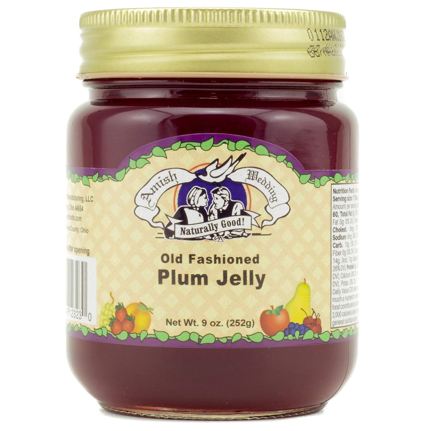 Amish Wedding Old Fashioned Plum Jelly 9 oz 2 Jars