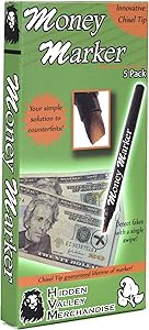Money Marker (5 Counterfeit Pens) - Counterfeit Bill Detector Pen with Upgraded Chisel Tip - Detect Fake Counterfit Bills, Universal False Currency Pen Detector Pack