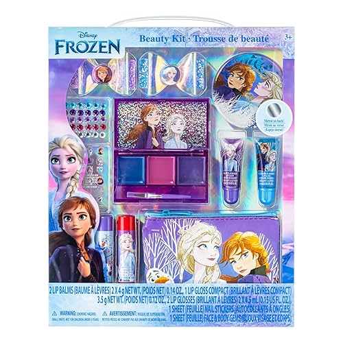 Disney Frozen Makeup Set for Kids | Girls Makeup Kit Includes Lip Gloss, Mirror, Nail Accessories & More | Birthday Gifts for Ages 3+ by Townley Girl