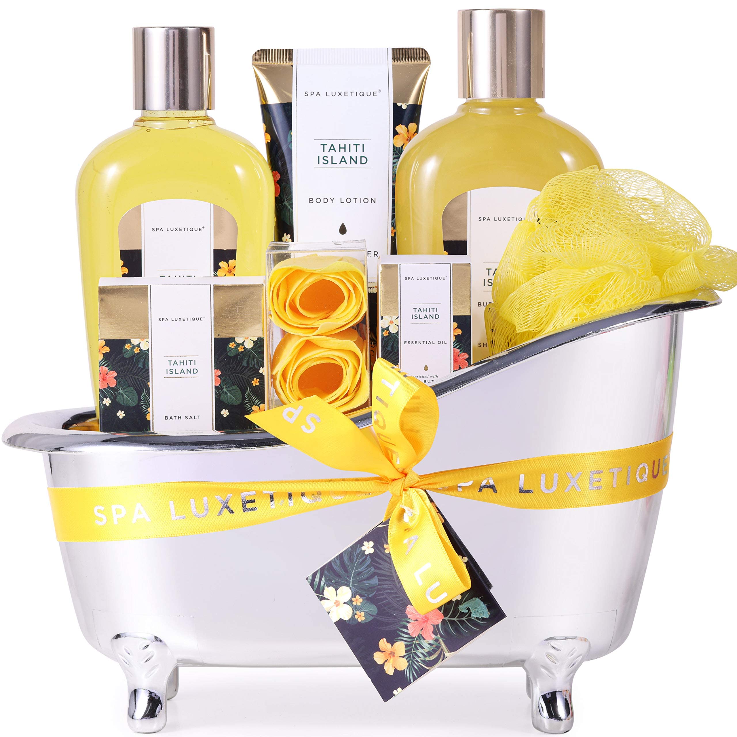 Gift Sets for Women Spa Luxetique Spa Gift Set, 8 Pieces Tahiti Island Bath Sets with Essential Oil, Pampering Gifts for Women, Gifts for Mum, Birthday Gifts, Valentine's Day Gift for Her