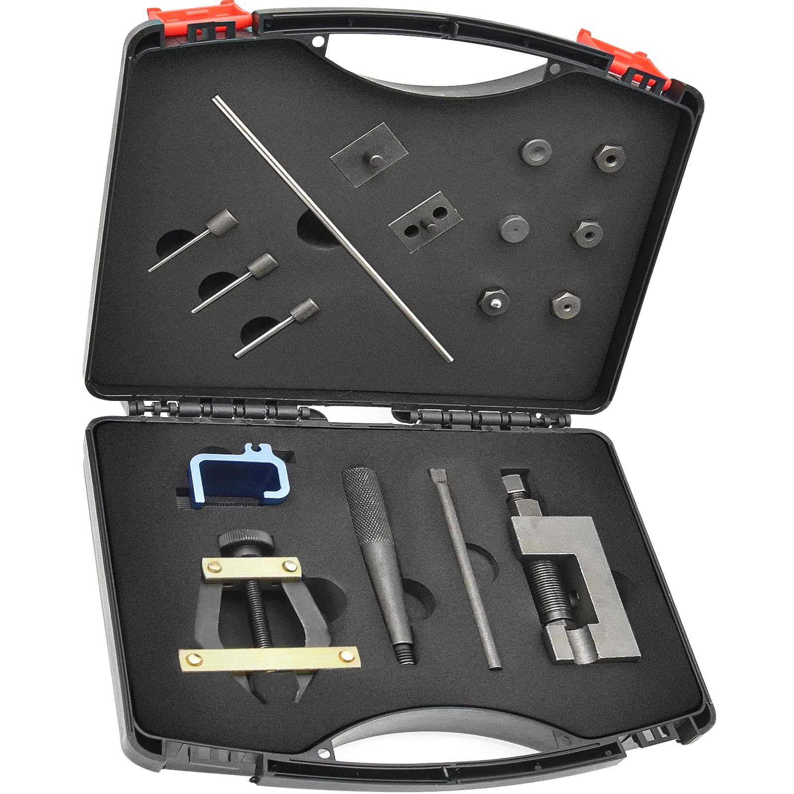 Photo 1 of Motorcycle Chain Breaker Rivet Tool kit, Chain Link Cutter Removal Set with Roller Chain Connecting Puller Holder and chain alignment tool For Motorcycle Bike Atv
