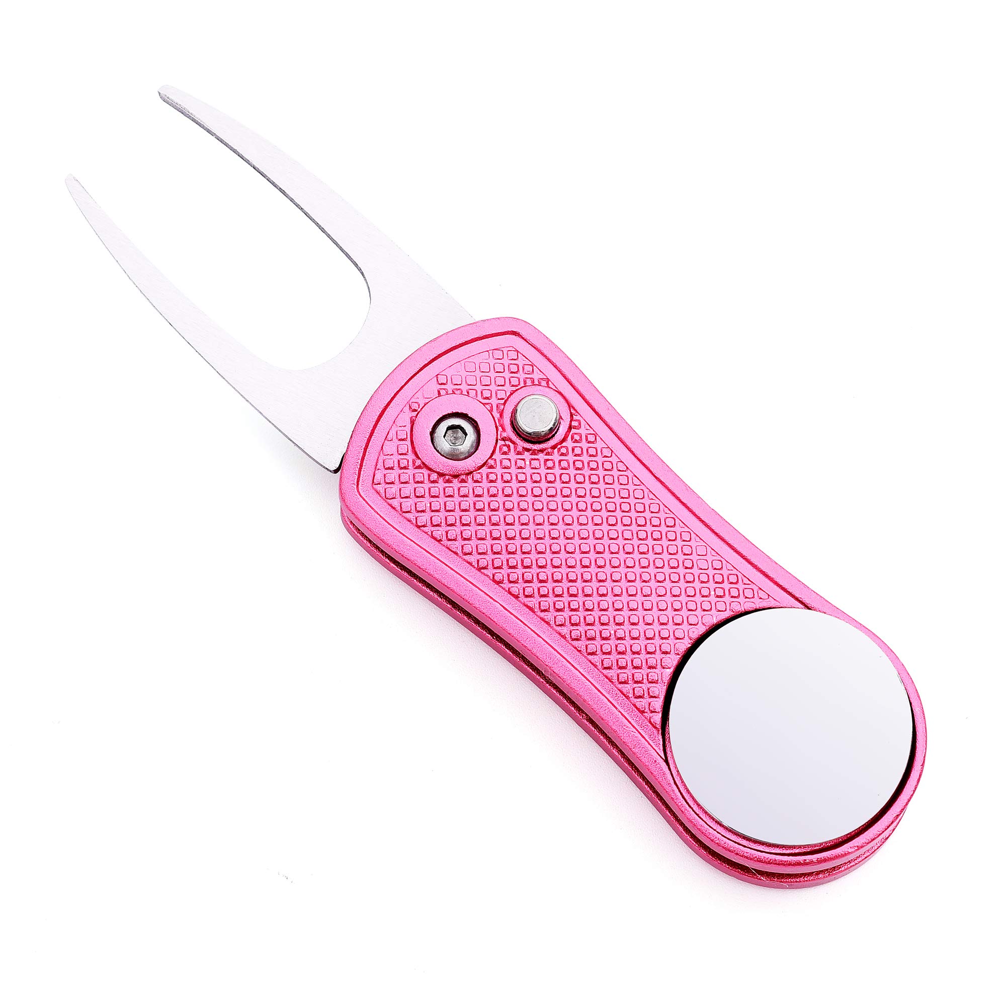 Mile High Life All Metal Foldable Golf Divot Tool with Pop-up Button & Magnetic Ball Marker (Silver Fish)