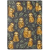 coedoaes Cute Sloth Fleece Blanket,50x60in,Adorable Cartoon Leaves Dark Throw Blankets,Soft Cozy Lightweight, Ideal for Bed Living Room Home Decor,Kids Gifts