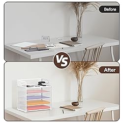 2 Pack 5-Tier White Desk Organizer with Handle Mesh