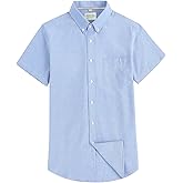 Men's Oxford Dress Shirt Short Sleeve Button Down Shirts Business Casual with Chest Pocket for Gifts