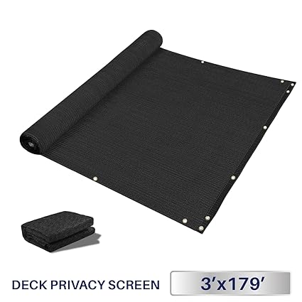 3 x 179, Solid Black: Windscreen4less Deck Privacy Screen for Backyard, Patio, Balcony, Pool, Porch, Railiing, Gardening, Fence Shield Rails Protection B