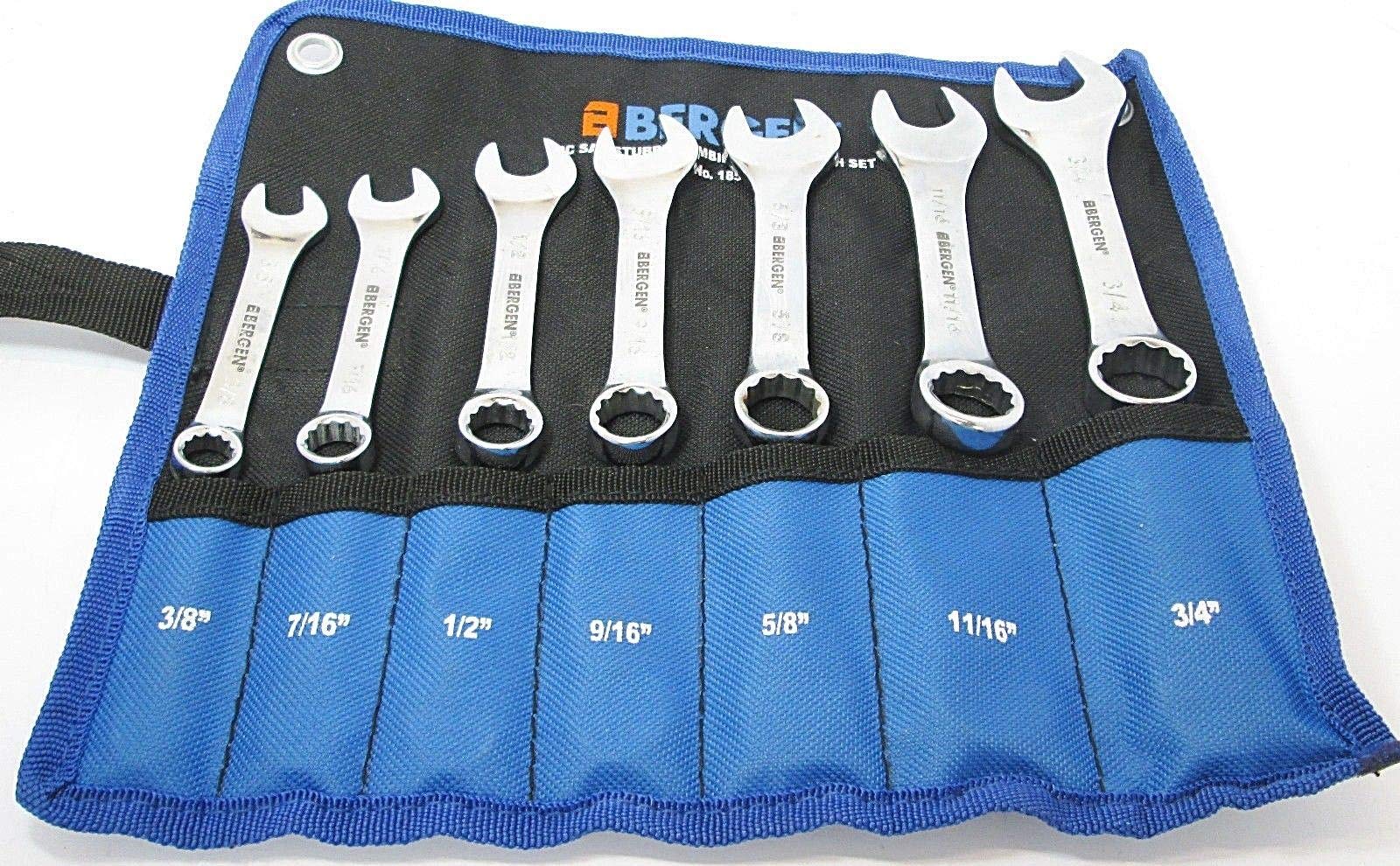 Bergen 7pc SAE AF Stubby Combination Wrench Set B1850