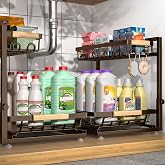 Sevenblue 2-Pack 2-Tier Height Adjustable Under Sink Organizer &amp; Storage (Brown)
