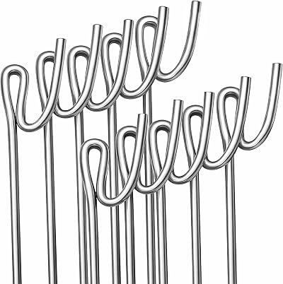 Homatz 1.15m Steel Fence Pins - 8mm Thick U-Shaped Garden Stakes (10)
