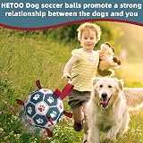 HETOO Dog Toys Extra Large Football with Straps 9 Inch Blue Red view 2