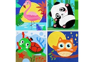 QEUOYSS 4 Paint by Numbers for Kids Ages 8-12 DIY Paint Set for Girls Boys Adults Beginner Crafts for Girls Ages 4-8 Acrylic Oil Painting by Number Kits Perfect for Gift Decor 8"x8" (Animal)