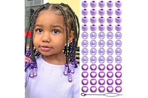 NAISKA 60Pcs Purple Hair Beads for Kids Girls Clips for Hair Acrylic Dreadlock Beads Cute Braid Clips Accessories Loc for Wom
