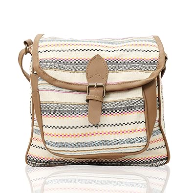 INDOFAS Womens Cotton Jacquard With PU Sling Bag (Multicolor, IDFELI001)