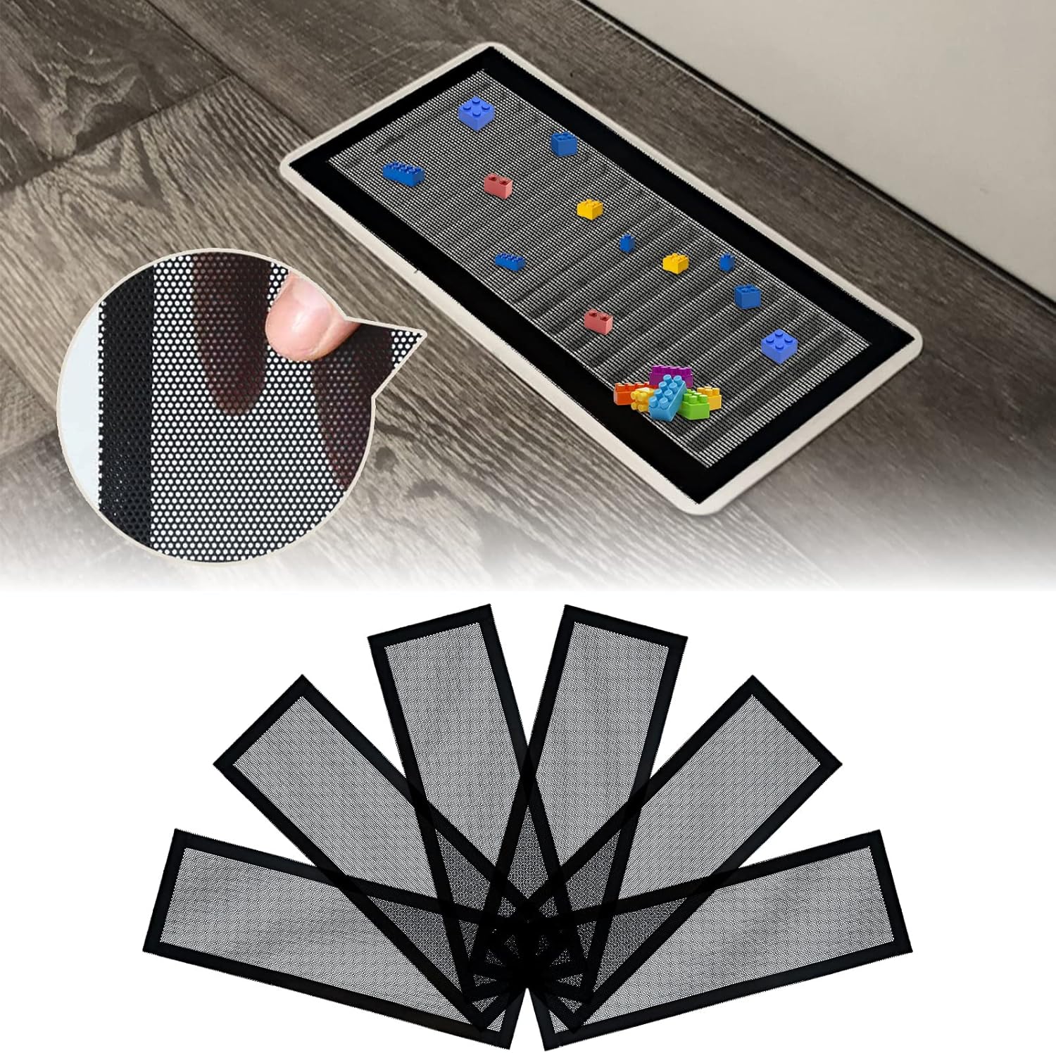 Registers, Grilles & Vents - 6-Pack Floor Vent Mesh Cover- Stronger Magnet Air Vent Screen Register Trap, PVC Vent Mesh Cover for Wall/Ceiling/Floor Air Vent Filters, Catch Debris Hair Insect (4