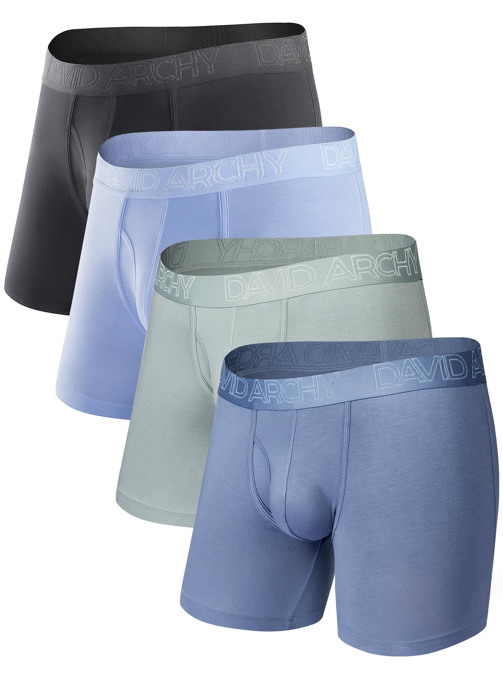 Photo 1 of DAVID ARCHY Men’s Underwear Boxer Briefs Soft Comfortable Underwear Boxer Briefs for Men Breathable Moisture-Wicking 4 Pack (M, Assorted Color - 5.5" in 4 Pack)