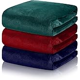 VitalCozy 3 Pack Fleece Throw Blanket Twin Size Soft Warm Plush Lightweight Fuzzy Couch & Bed Blanket Bulk for Valentine's Mother's Day Travel Camping(Bright Color,60" X 80")