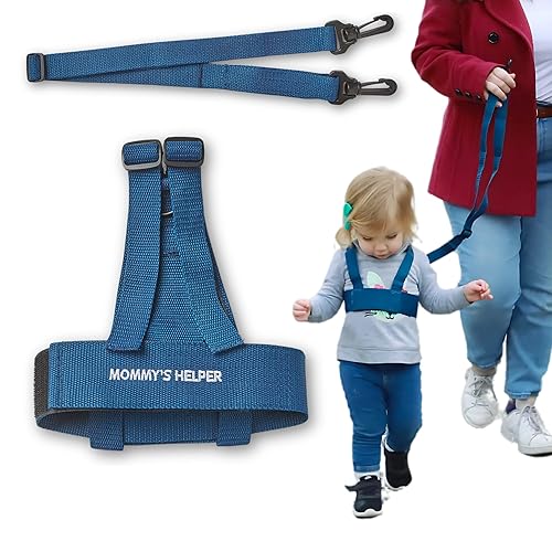 Toddler Leash & Harness for Child Safety - Keep Kids & Babies Close - Padded Shoulder Straps for Children's Comfort - Fits Toddlers w/ Chest Size 14-25.5 Inches - Kid Keeper by Mommy's Helper (Blue)