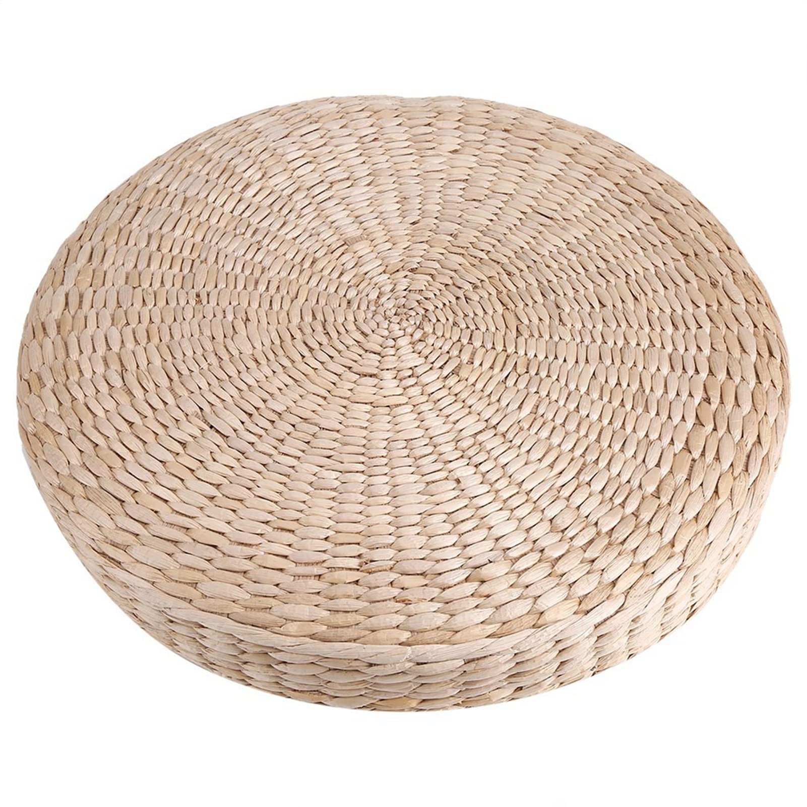 Cocoarm Floor Sitting Mat Hand-Woven Straw Meditation Japanese Round Woven Cushion EPE Filled Round Pouf Tatami Cushion - Widely Used for Meditation, Zen, Yoga