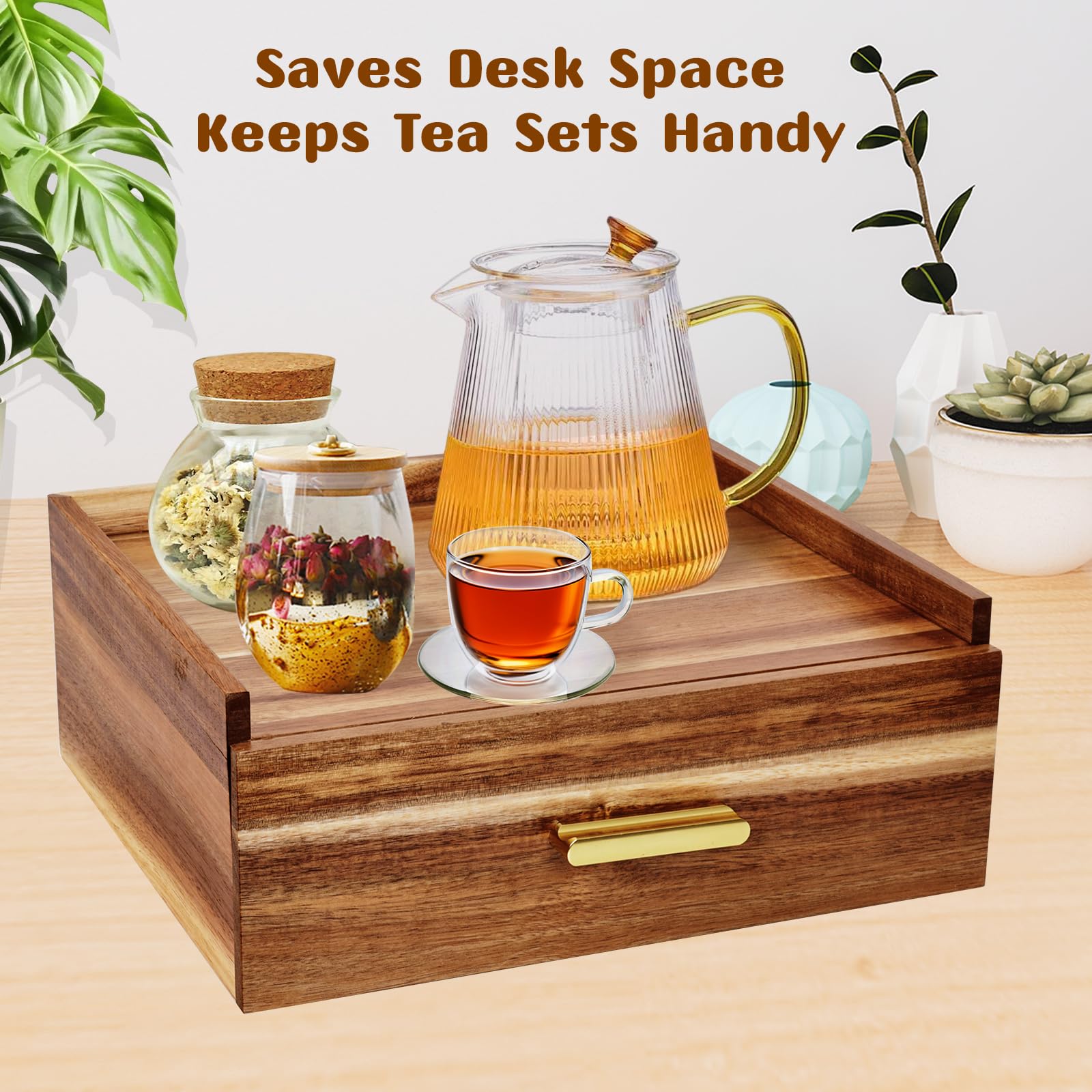 Mua Acacia Wood Tea Holder Organizer,Tea Box Organizer Storage Box,Tea ...