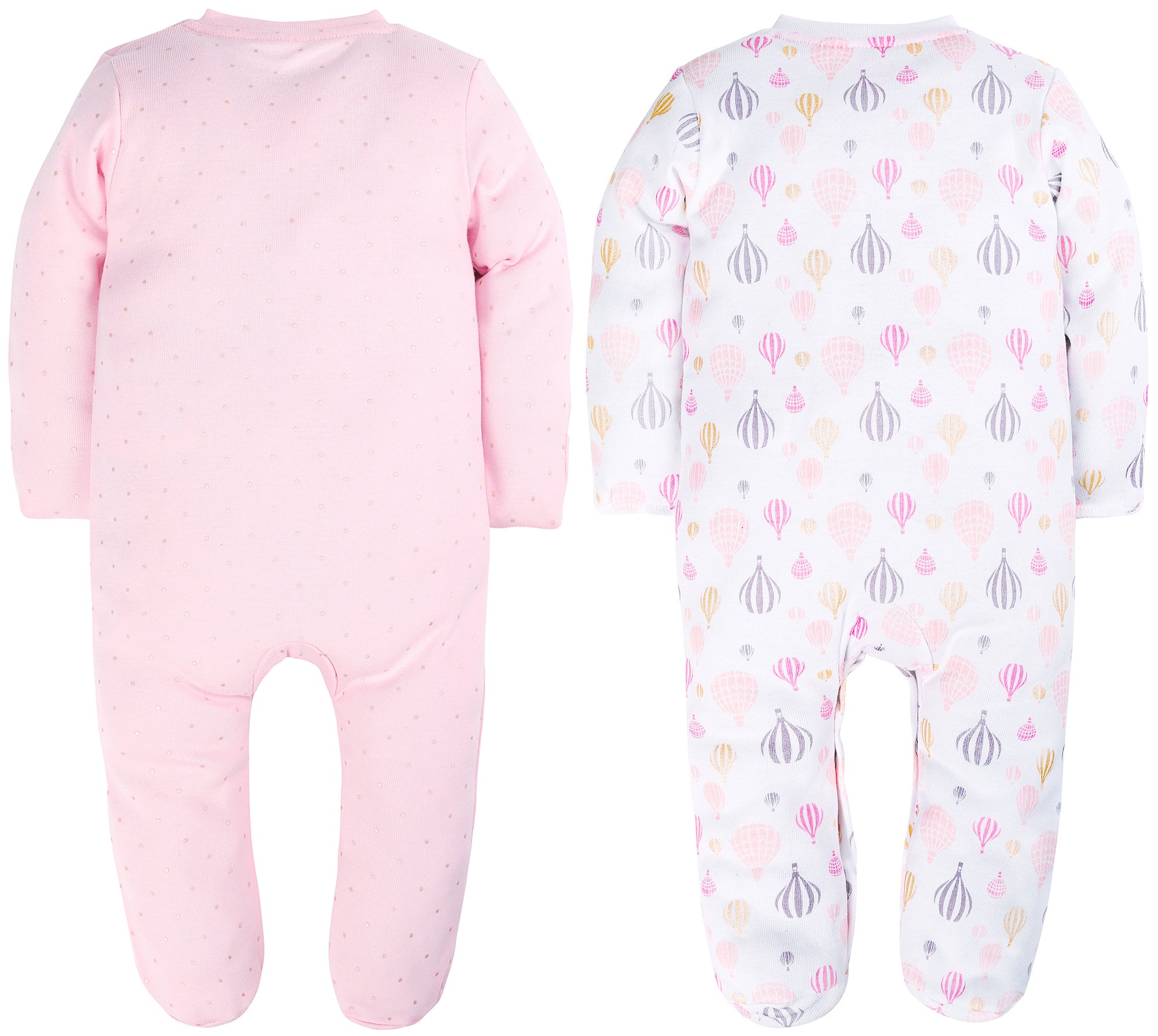 ShengHai Baby Girl Cute 2 Pack Pajamas Baby Pink Cat Printing Footed Sleeper Long Sleeve Cotton Romper With Mitten Cuffs 6-9 Months
