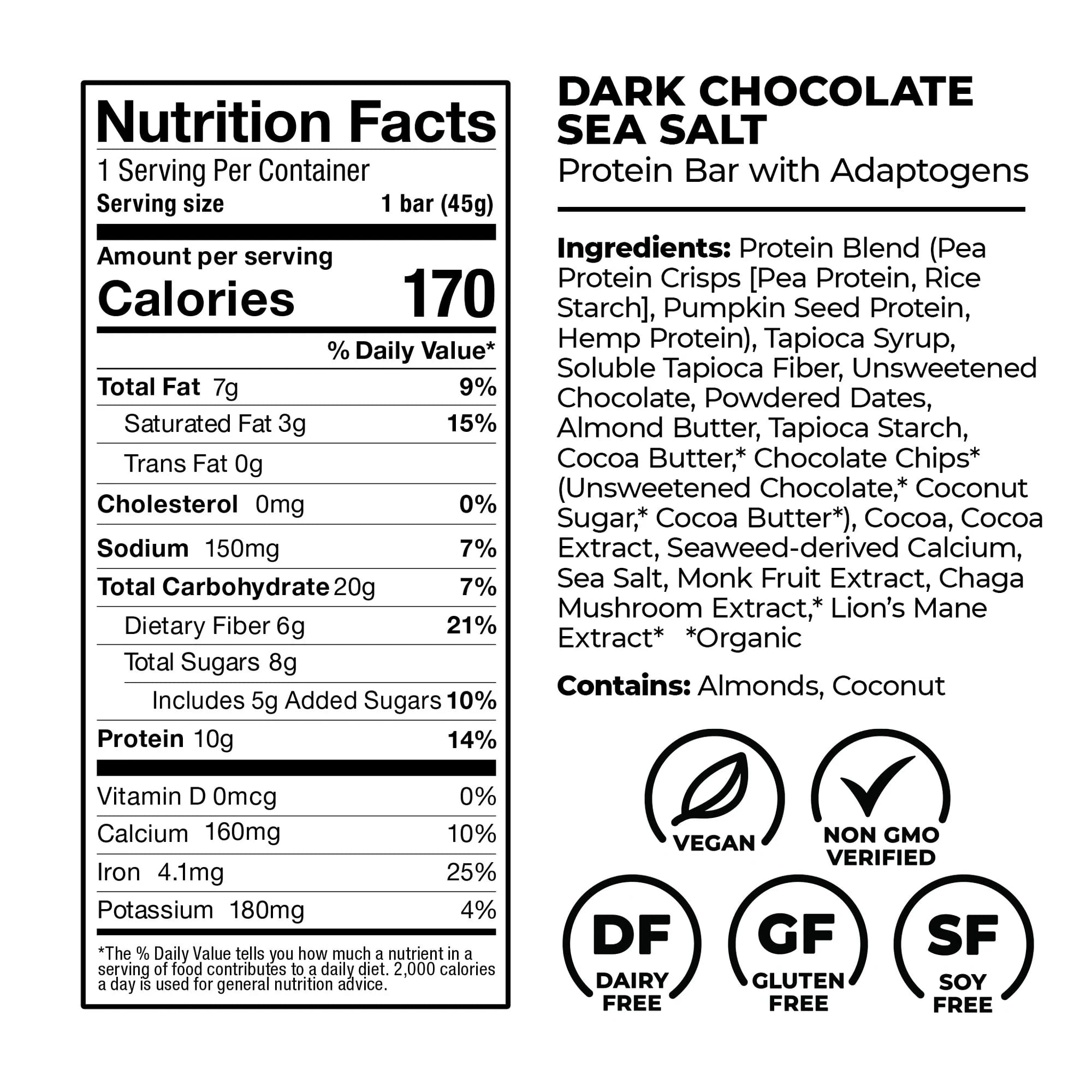 Laird Superfood Functional Protein Bars – Protein Bar but Better with Real Ingredients, Functional Mushrooms 10g Plant-Based Protein, 6g Fiber - Non-GMO - 5 Flavor Variety Pack, 10 Count (Pack of 1)