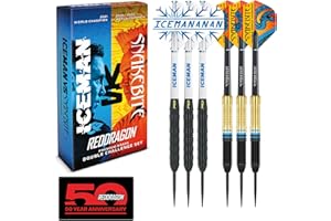RED DRAGON Peter Wright 'Snakebite' v Gerwyn Price 'Iceman' DWC Brass Darts Set with Flights and Shafts (Stems)
