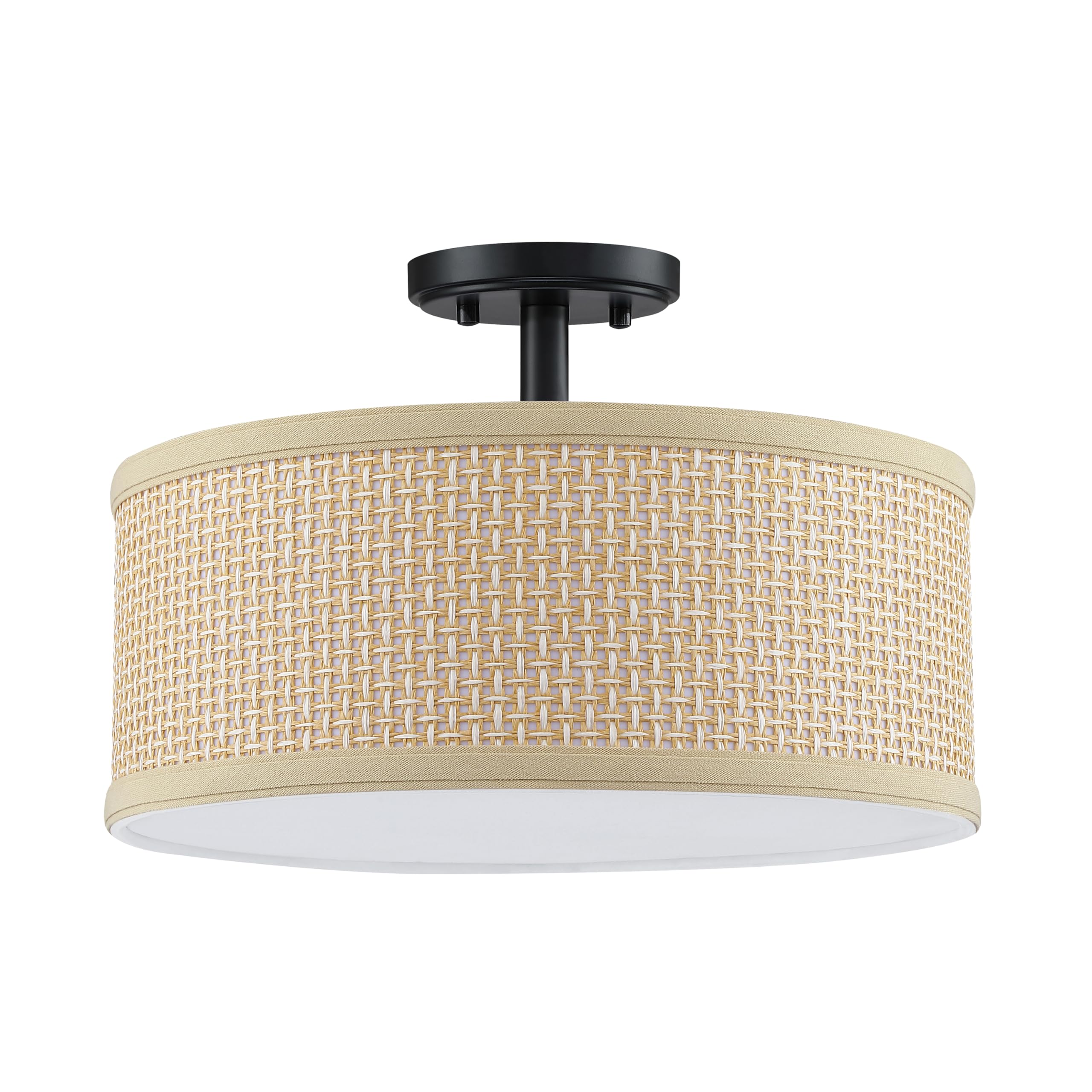 Photo 1 of Linen Fabric Semi Flush Mount Ceiling Light PS Diffuser,Chandeliers Shade for Bar, Dining Room, Corridor,Living Room Hallway (Black Finish, 12 Inch Linen)