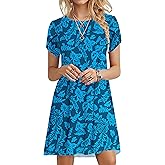 MOLERANI Summer Dresses for Women 2025 Casual T Shirt Crewneck Petal Sleeve Swing Vacation Dress with Pockets