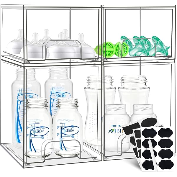 Baby Bottle Organizer Storage Center - 2 Pack Plastic Rack For Cabinet ...