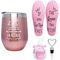 Valporia Retirement Gifts for Women 2021 Insulated Wine Tumbler with Sayings + If You Can Read This Socks + Wine Stopper…