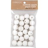 Lia Griffith Cotton Spun Paper Balls, White, 20mm, 24 Count