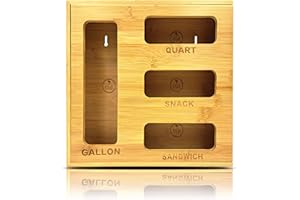 PALM NAKI® Bamboo Slotted Bag Organizer for Drawer | Storage Bag Organizer & Bag Holder for Kitchen Plastic Bag Storage | For Gallon, Gallon, Quart, Snack & Sandwich Size Bags
