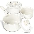 MICHELANGELO Sauce Pan Set, Nonstick 1Qt & 2 Qt & 3Qt Pots with Removable Handles, Non Toxic Saucepan Set with Detachable Handle, Stackable Pot Set for RV Camping, Oven Safe - 6 Piece