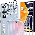 3 Pack Glass Screen Protector for Samsung Galaxy S24 FE [6.7 inch] + 3 Pack Camera Lens Protector, 9H Tempered Glass, Fingerprint Unlock, HD Clear Case Friendly Anti-Scratch