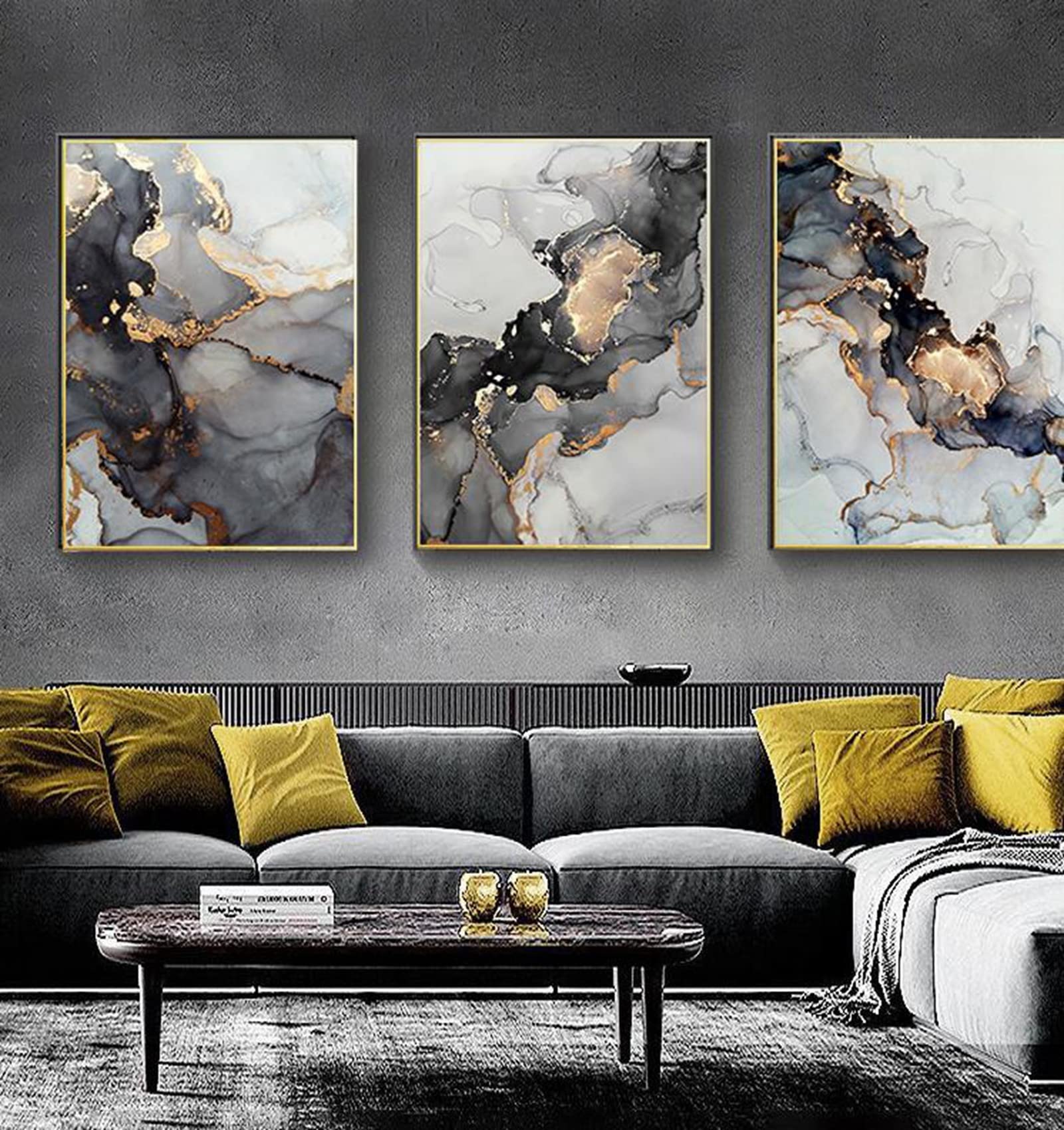 HEHGVCF Marble Posters 40 x 60 cm, Marble Abstract Fluid Art Canvas Wall Pictures Without Frame (Set of 4)