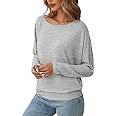 Poplab Womens Long Sleeve Shirts Fall Tops Casual Boat Neck Dolman Sleeve Basic Tee Shirts Fashion 2025