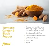 MOBU Turmeric 2000mg with Black Pepper & Ginger 120 Tablets Vegan UK view 2