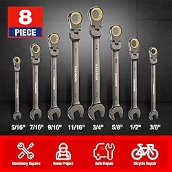 WORKPRO 8-piece Flex-Head Ratcheting Combination