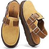 KYIKHOR Women's Suede Leather Loafer Slip-Ons|Genuine Suede Clogs for Women|Comfort Footbed Leather Mules Potato Shoes with Back Strap|Cute Office Casual Dress Shoes