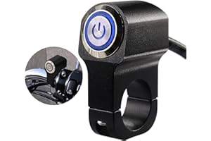 JEEMITERY Motorcycle Handlebar Switch, 12V 10A CNC Aluminium Alloy,for 1" 25mm Bike ATV Handlebar Headlight Switchs with Indicator Light-Blue