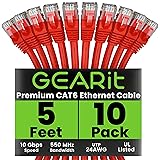 GearIT Cat 6 Ethernet Cable (10-Pack 5 Feet) Cat6